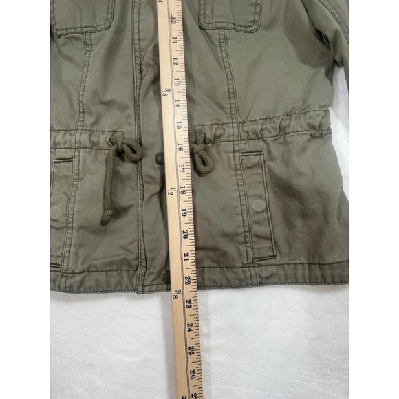VTG Hollister Women's Military Field Jacket Olive Green Utility Drawstring Small - Picture 8 of 8